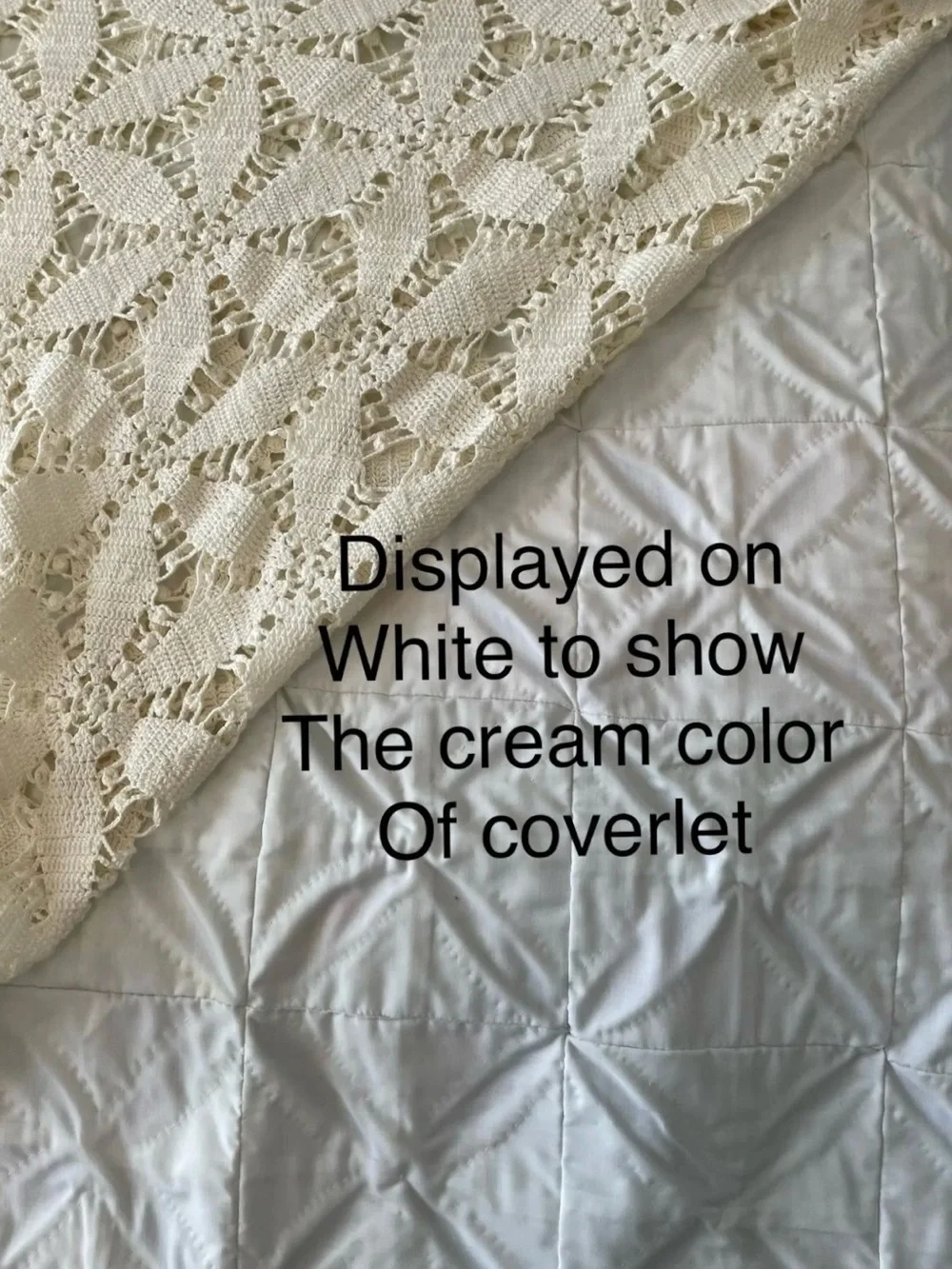 Vintage Hand Crocheted Hexagon Pattern Coverlet
